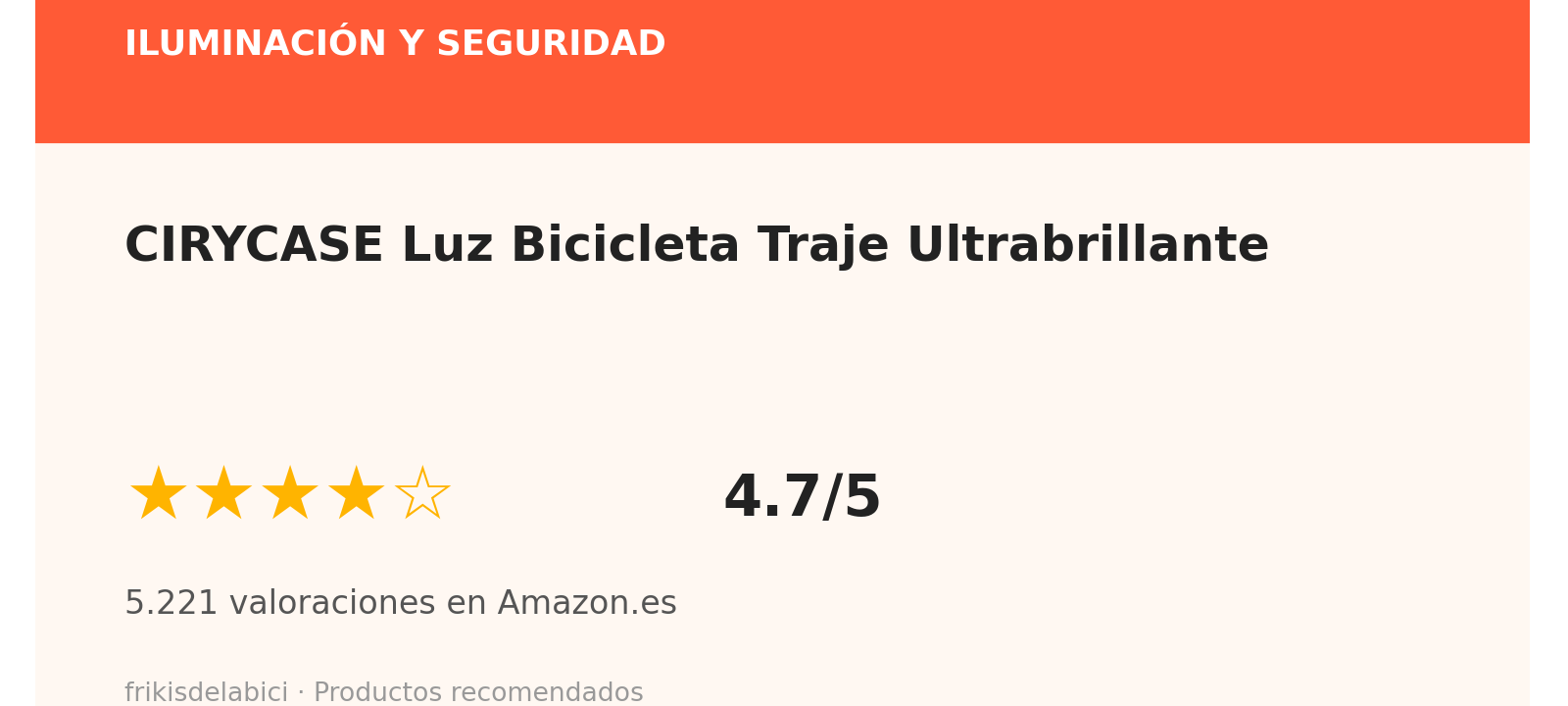 Ficha CIRYCASE Luz Bicicleta: 4,7 sobre 5 en Amazon.es con 5.221 valoraciones