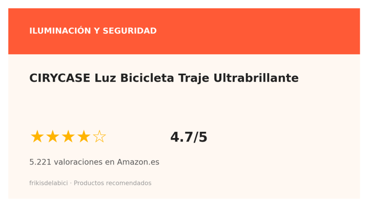 Ficha CIRYCASE Luz Bicicleta: 4,7 sobre 5 en Amazon.es con 5.221 valoraciones