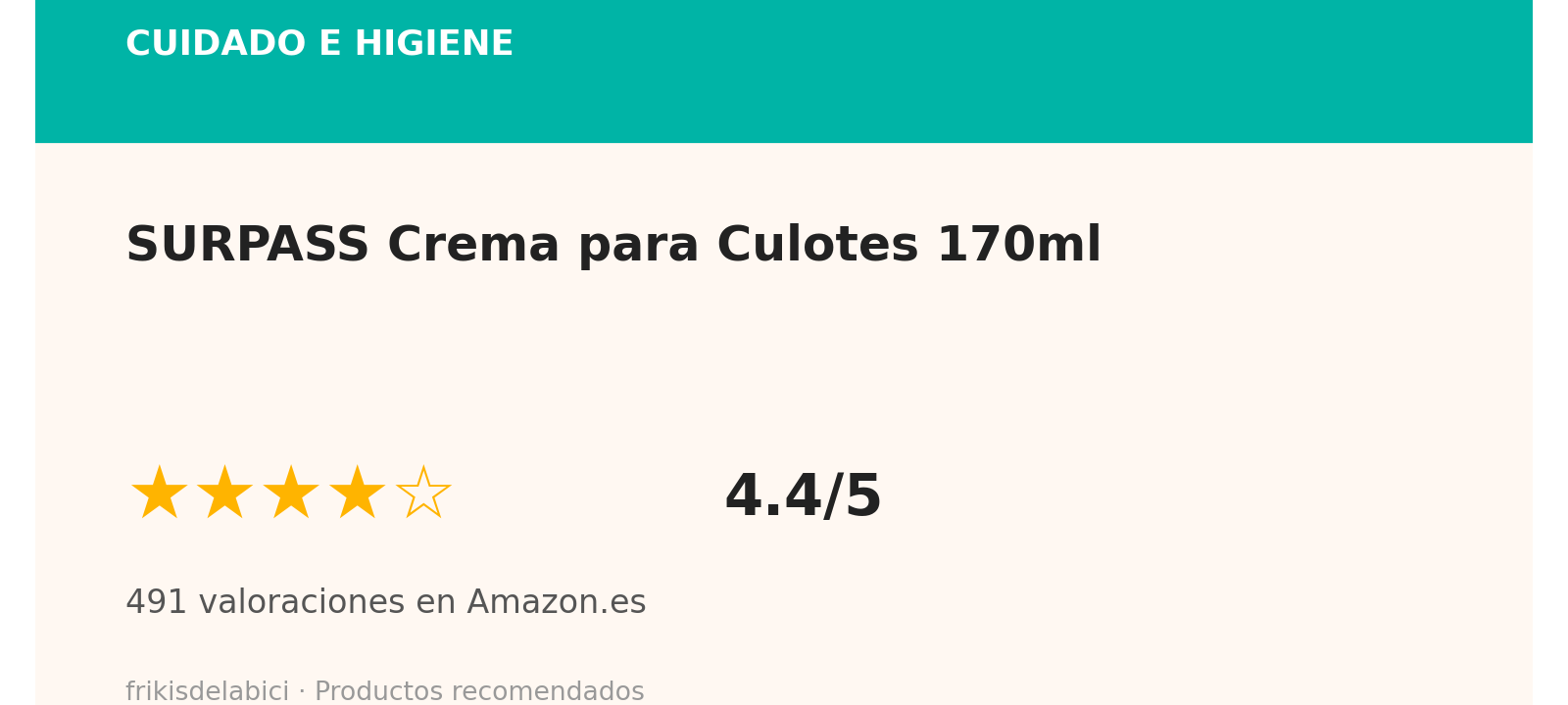 Ficha SURPASS Crema para Culotes: 4,4 sobre 5 en Amazon.es con 491 valoraciones