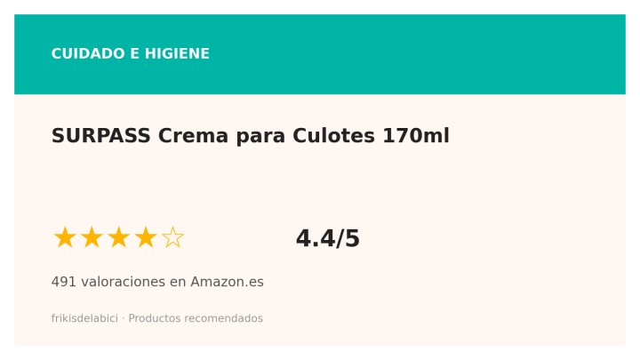 Ficha SURPASS Crema para Culotes: 4,4 sobre 5 en Amazon.es con 491 valoraciones