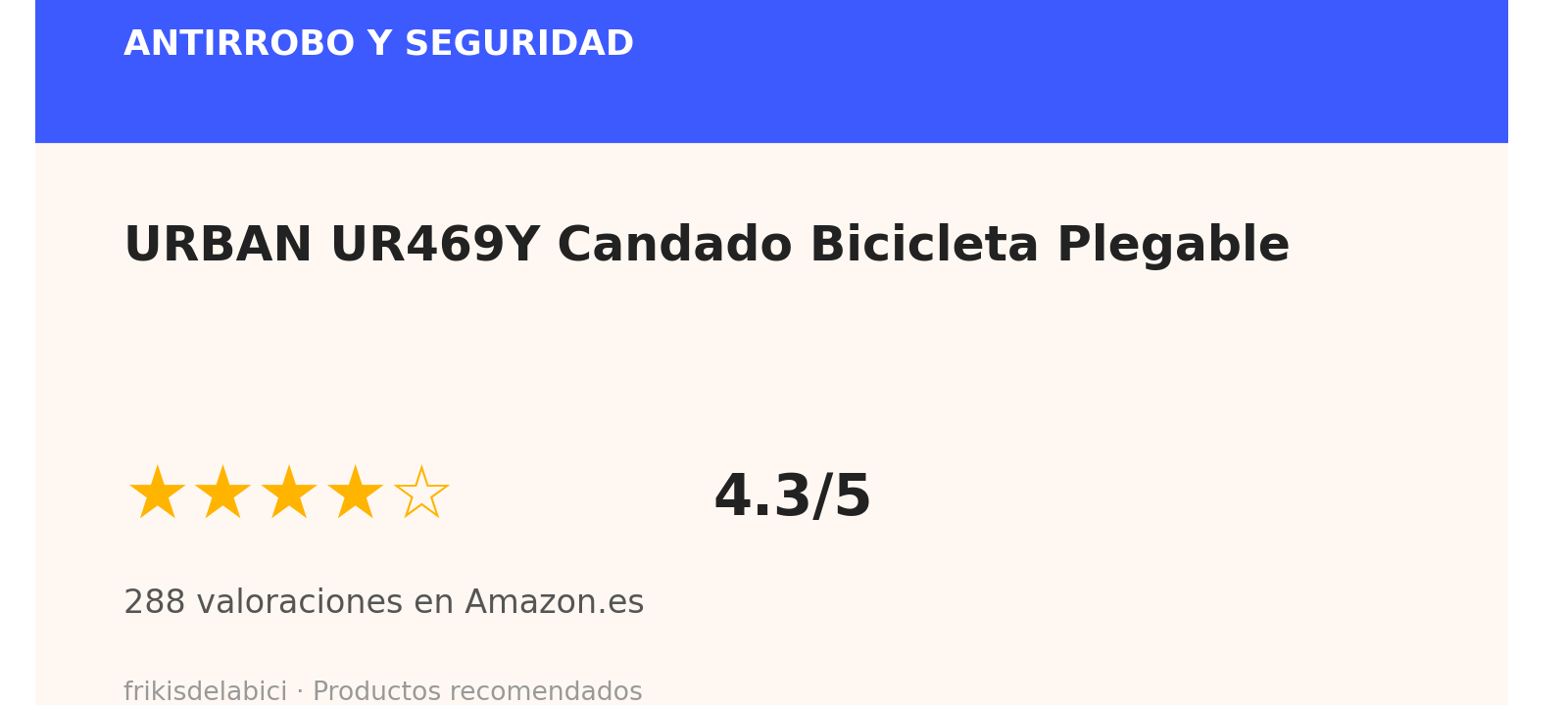 Ficha URBAN UR469Y Candado Plegable: 4,3 sobre 5 en Amazon.es con 288 valoraciones