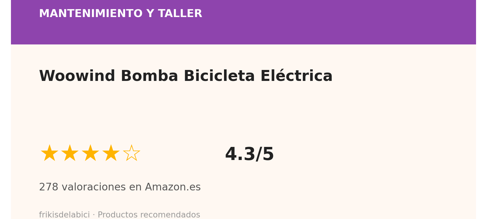 Ficha Woowind Bomba Bicicleta Electrica: 4,3 sobre 5 en Amazon.es con 278 valoraciones
