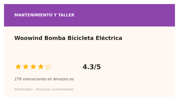 Ficha Woowind Bomba Bicicleta Electrica: 4,3 sobre 5 en Amazon.es con 278 valoraciones